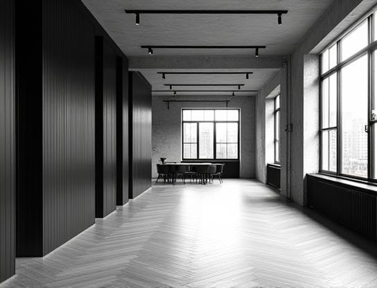 Loft interieur in zwart-wit
